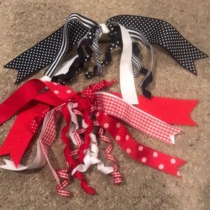 Red/White  and Navy/White Pony Tail Holder